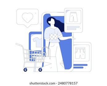 Internet celebrity live broadcast with goods vector internet hand drawn illustration
