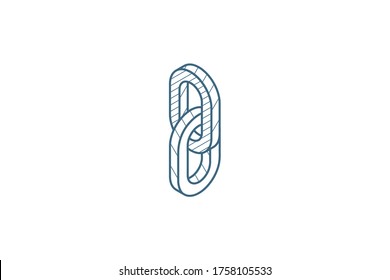 Internet Chain Link Isometric Icon. 3d Vector Illustration. Isolated Line Art Technical Drawing. Editable Stroke