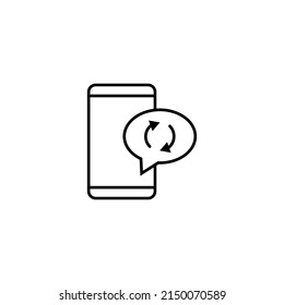 Concepto de chat y diálogo por Internet. Signo vectorial moderno en estilo plano. Adecuado para sitios web, tiendas. Icono de línea de flechas redondas dentro de la burbuja de voz por smartphone 
