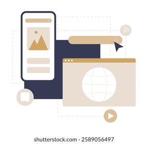 Internet Cloud Computing In Flat Vector Illustration Symbolizing Cloud Storage, Digital Data, Online Networking, And Remote Access, Isolated On White Background