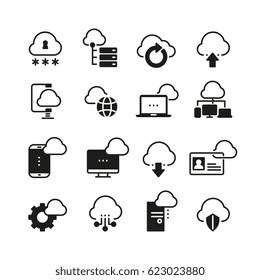 Internet Cloud Computing Vector Icon Set