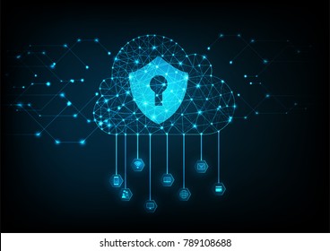 Internet Cloud Data Security Concept With Keyhole Icon On Digital Data Background. Illustrates Cyber Data Or Information Privacy Idea. Blue Abstract Hi Speed Internet Technology.
