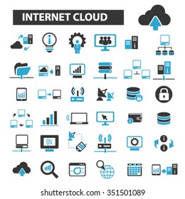 internet cloud icon, clouding, web, computer network, connection, hosting, database, pc  icons, signs vector concept set for infographics, mobile, website, application 