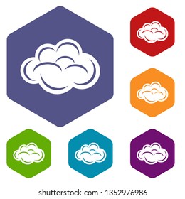 Internet cloud icons vector colorful hexahedron set collection isolated on white