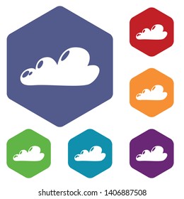 Internet cloud icons vector colorful hexahedron set collection isolated on white