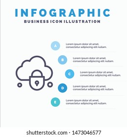 Internet, Cloud, Lock, Security Line icon with 5 steps presentation infographics Background