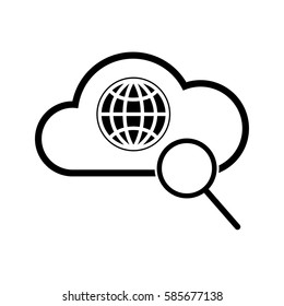 Internet cloud technology icon: Global search
