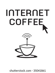 Internet coffe cup on white background
