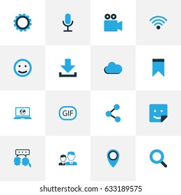 Internet Colorful Icons Set. Collection Of Download, Dialog, Location And Other Elements. Also Includes Symbols Such As Down, Video, Conversation.