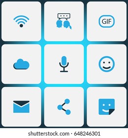 Internet Colorful Icons Set. Collection Of Envelope, Smile, Animation And Other Elements. Also Includes Symbols Such As Cloud Sky, Animation, Smile.