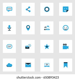 Internet Colorful Icons Set. Collection Of Cloud, Sticker, Favorite And Other Elements. Also Includes Symbols Such As Smile, Video, Publish.