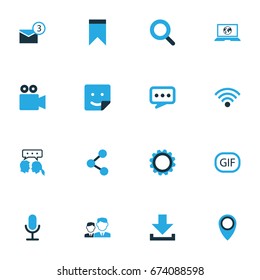 Internet Colorful Icons Set. Collection Of Download, Animation, Microphone And Other Elements. Also Includes Symbols Such As Laptop, Publish, Dialog.