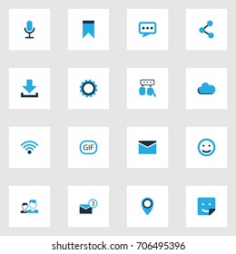 Internet Colorful Icons Set. Collection Of Cloud, Cogwheel, Dialog And Other Elements. Also Includes Symbols Such As Video, Friends, Network.