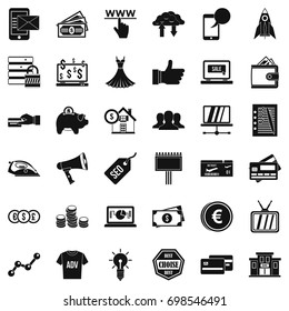 Internet commerce icons set. Simple style of 36 internet ommerce vector icons for web isolated on white background