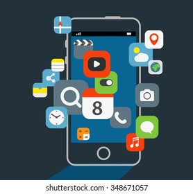 Internet commerce illustration. Flat design concept