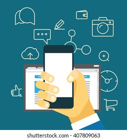 Internet commerce illustration. Flat design concept