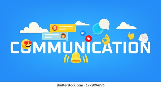 Concepto de comunicación por Internet. Ilustración vectorial con diferentes iconos de estilo 3d

