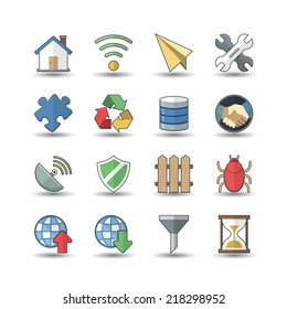 Internet & Communication icons, flat style icon set - Vector illustration