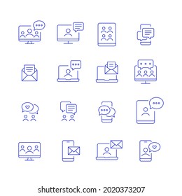 Internet communication icons. Messages, group chats and forum signs. Pixel perfect, editable stroke