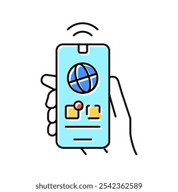 vetor de ícone de cor do aplicativo móvel de comunicação na internet. sinal de aplicativo móvel de comunicação na internet. ilustração de símbolo isolado