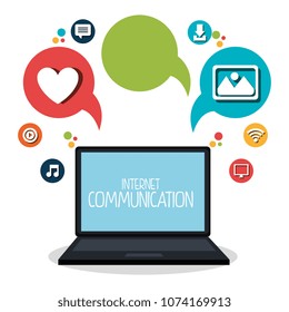 internet communication set icons