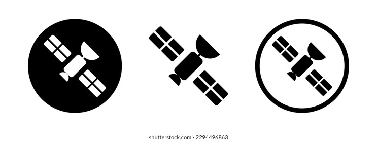 Internet communication. Set of satellite station vector icon. Communication, broadcast. Space station.