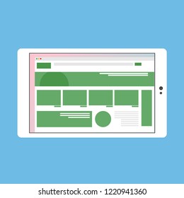 Internet communication and social network on your tablet  in vector flat style. View the news on the smartphone. 