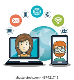 internet communication technology character graphic