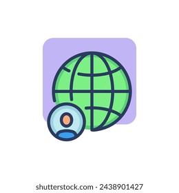 Internet communication thin icon. Client, user, globe, planet, web browser. Line icon for global business, social media network, community concept