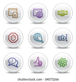 Internet-Kommunikations-Web-Farbsymbole, weiße Kreis-Schaltflächen Serie