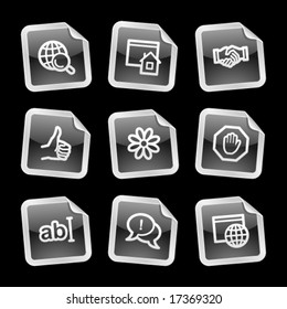 Internet communication web icons, black glossy sticker series