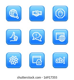 Internet-Kommunikations-Web-Symbole, blauer Glossar-Schaltflächen-Reihe