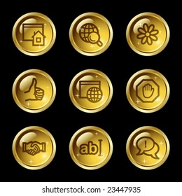 Internet communication web icons, gold glossy buttons series