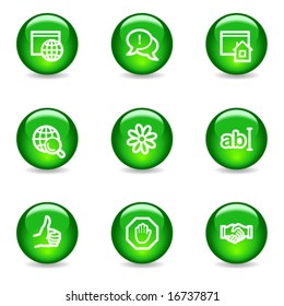 Iconos web de comunicación por Internet, serie de esfera brillante verde
