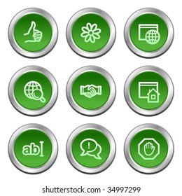 Internet communication web icons, green circle buttons series