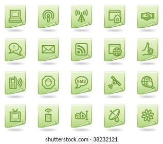 Internet communication web icons, green document series