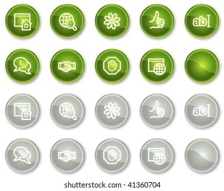 Iconos web de comunicación por Internet, series de botones de círculo verde y gris