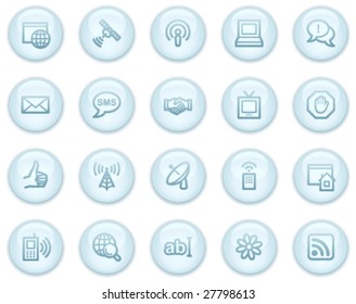 Internet communication web icons, light blue circle buttons series