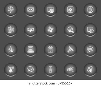 Iconos web de comunicación por Internet, serie de botones de círculo metálico