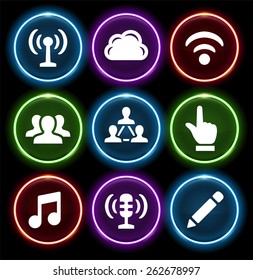 Internet Communication with Wireless Connection on Glow Round Buttons