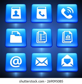 Internet Communication with Wireless Connection on Blue Square Buttons