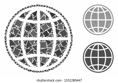 Internet composition of rugged items in different sizes and color tinges, based on internet icon. Vector rugged items are composed into illustration. Internet icons collage with dotted pattern.