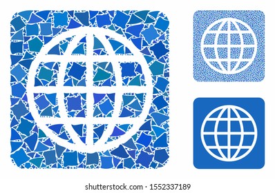 Internet composition of tuberous elements in various sizes and color tones, based on internet icon. Vector uneven elements are united into collage. Internet icons collage with dotted pattern.