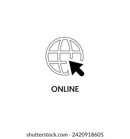 Internet computer icon . Containing online, computer, network, website, server, web design, hardware, software and programming.  Outline icon collection. Editable stroke. Vector illustration. 