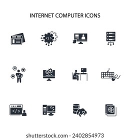 Internet computer icon set.vector.Editable stroke.linear style sign for use web design,logo.Symbol illustration.