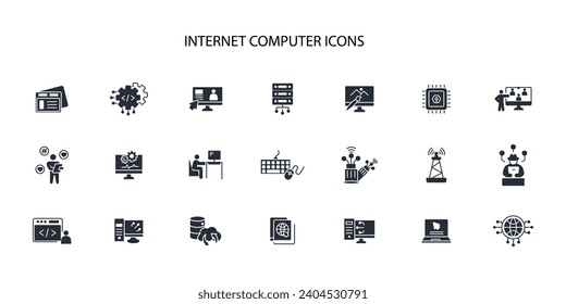 Internet computer icon set.vector.Editable stroke.linear style sign for use web design,logo.Symbol illustration.