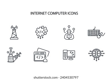 Internet computer icon set.vector.Editable stroke.linear style sign for use web design,logo.Symbol illustration.