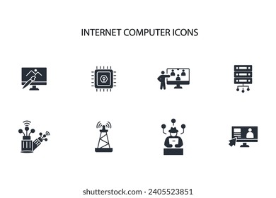 Internet computer icon set.vector.Editable stroke.linear style sign for use web design,logo.Symbol illustration.