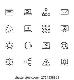 Iconos de Internet y de la computadora colección, símbolos de tecnología de red de Web, Vector plano iconos digitales para Sitios web App y software