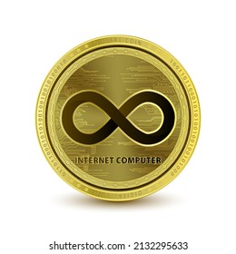 Internet-Computer-Münze (ICP) einzeln auf weißem Hintergrund. Kryptowährungs-Blockchain (Kryptowährung) digitale Währung alternative Währung 3D Vektorgrafik Symbol für Business-modernes Goldgeld